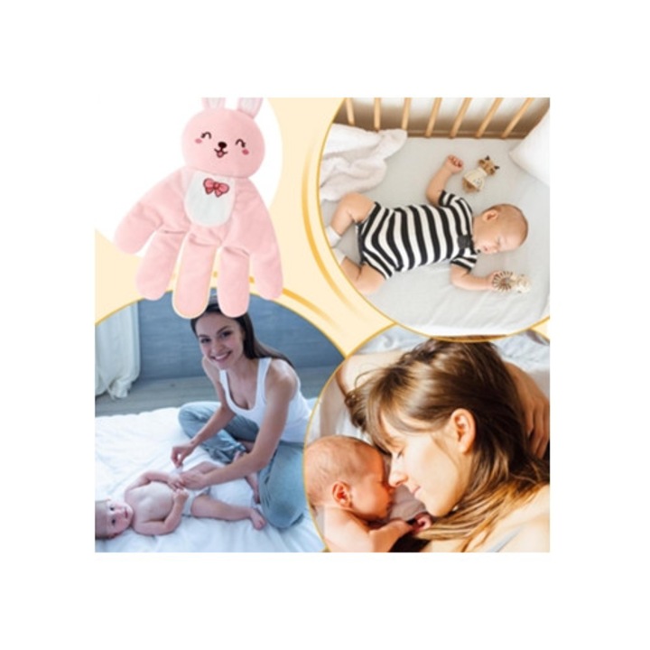 Babanyugtató baba, elektromos, távirányítóval, nyuszi modell, kis méret