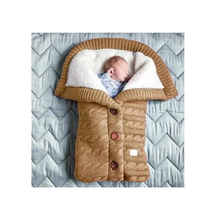 Babapléd, gyapjútakaró, meleg, khaki