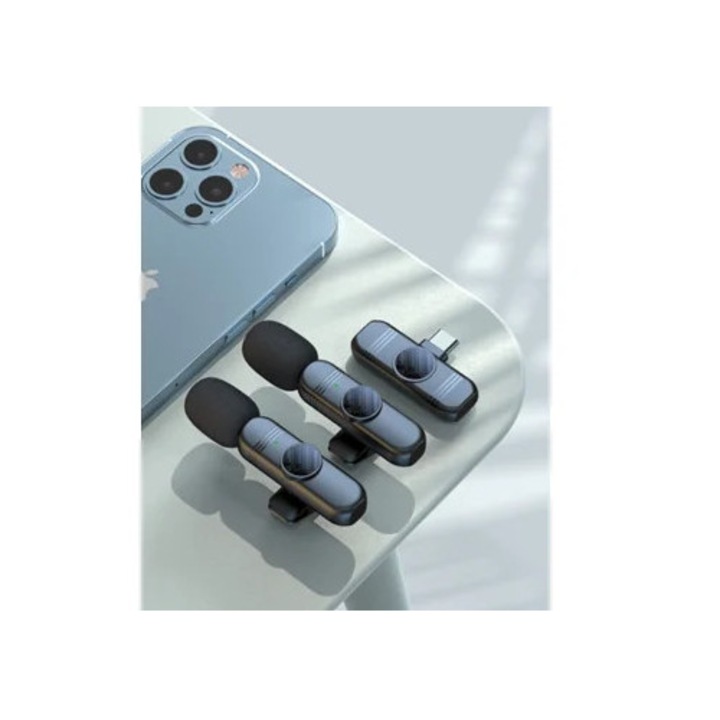 Microfon lavalier wireless Eifson S65 tip C, set de doua bucati