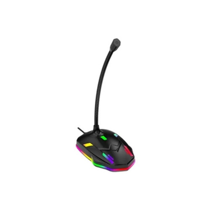 Настолен USB микрофон Eifson, с бутон за заглушаване, RGB светлина