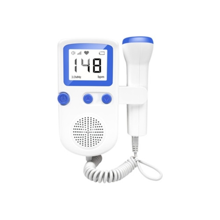 Фетален доплер 3 MHz с дисплей и батерия, син