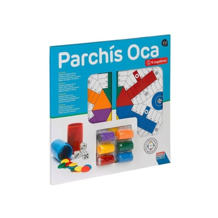 FALOMIR Társasjáték Parchis 6, 40cm, tokenekkel, 6 játékos részére