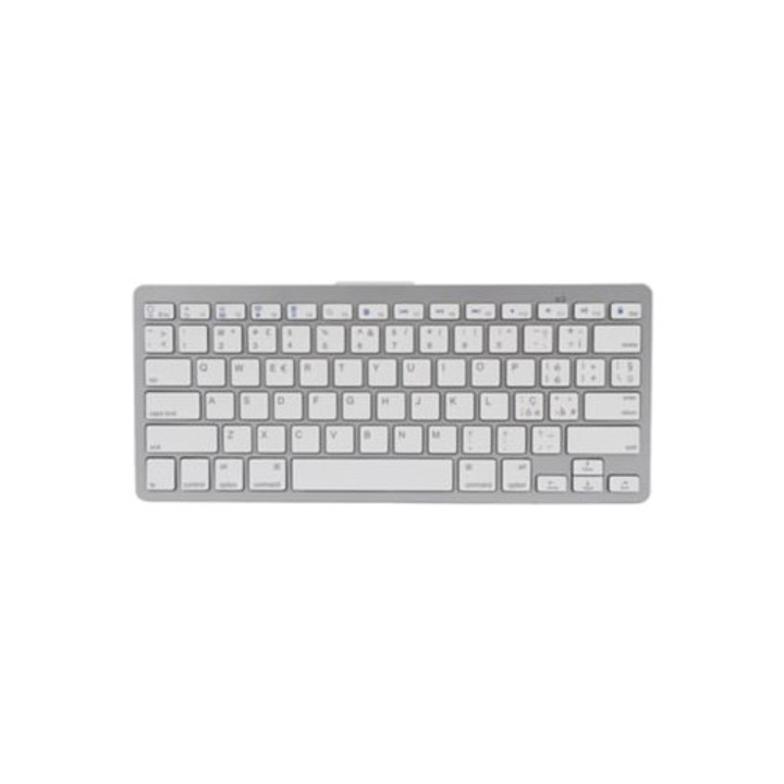 Tastatura wireless mini 78 taste ultra-subtire portabila alba, pentru Android, iOS, Windows