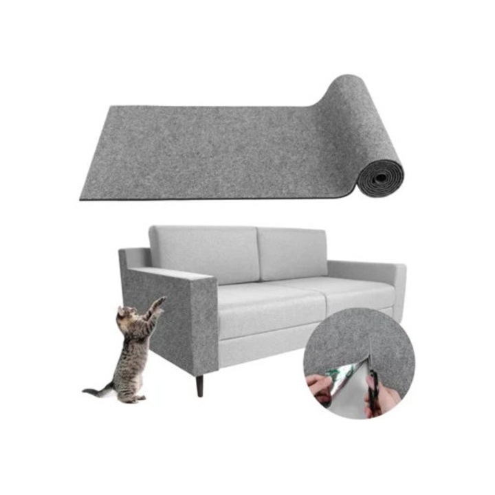 Protectie autoadeziva pentru pisici, protectie impotriva zgarieturilor pentru canapele, gri deschis, 30x200cm