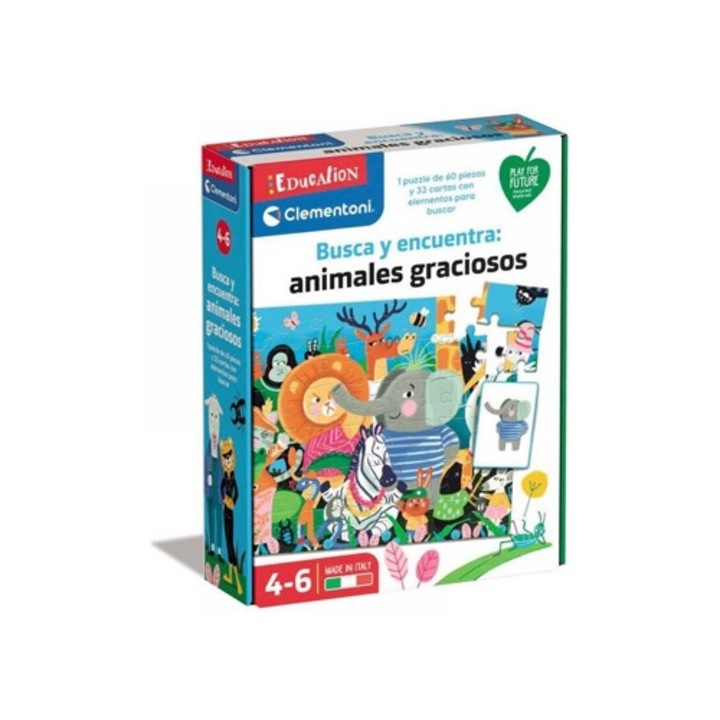 Puzzle CLEMENTONI Keresd és Találd meg a Vicces Állatokat, 4 év