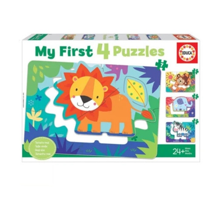 Комплект пъзели EDUCA Животни от джунглата, 5-8 части, за деца над 2 години