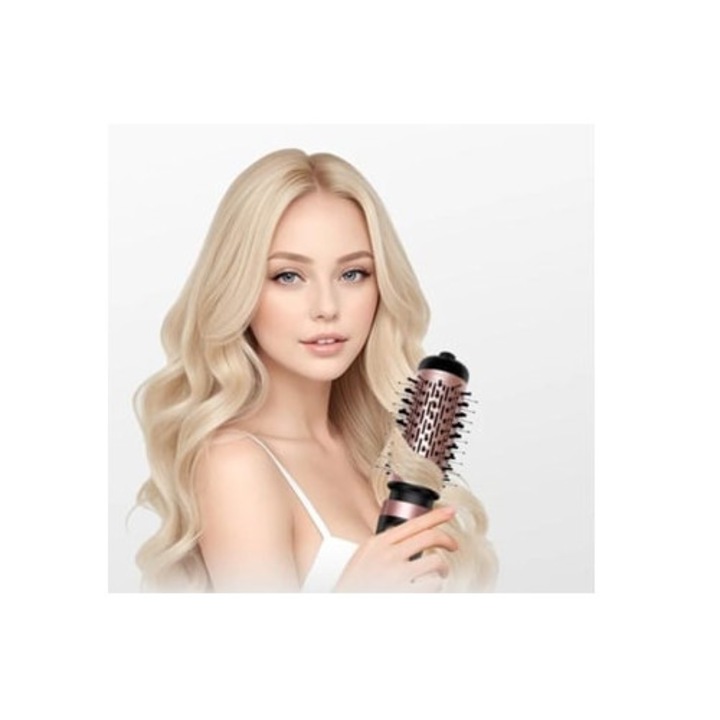 Perie de par electrica 3 in 1 cu rotatie, set cu 2 perii detasabile, Trimtide