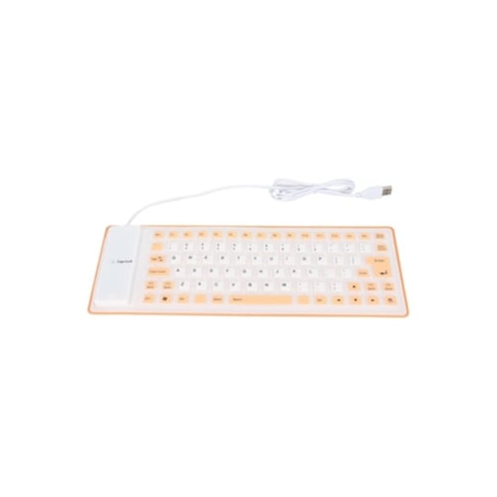 Tastatura wireless mini 78 taste ultra-subtire portabila alba