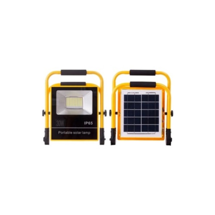 Proiector LED Solar 30W 6500K, 6V/9W, acumulator 3.2V/8000mAh, telecomanda