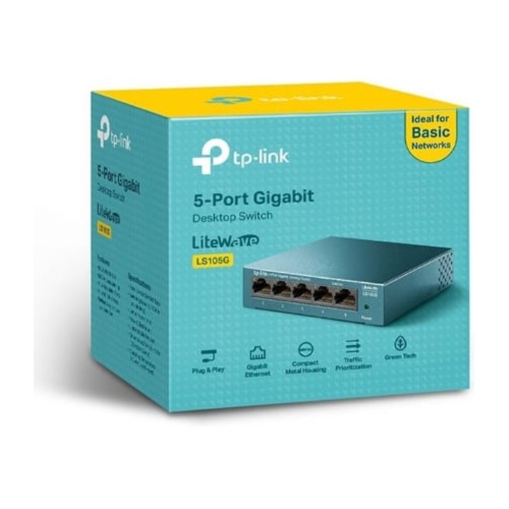 Switch TP-LINK LS105G, 5 portos, nem menedzselhető
