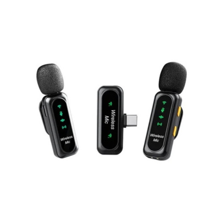 Microfoane de tip lavaliera Eifson K7 set cu doua microfoane, wireless, tip C