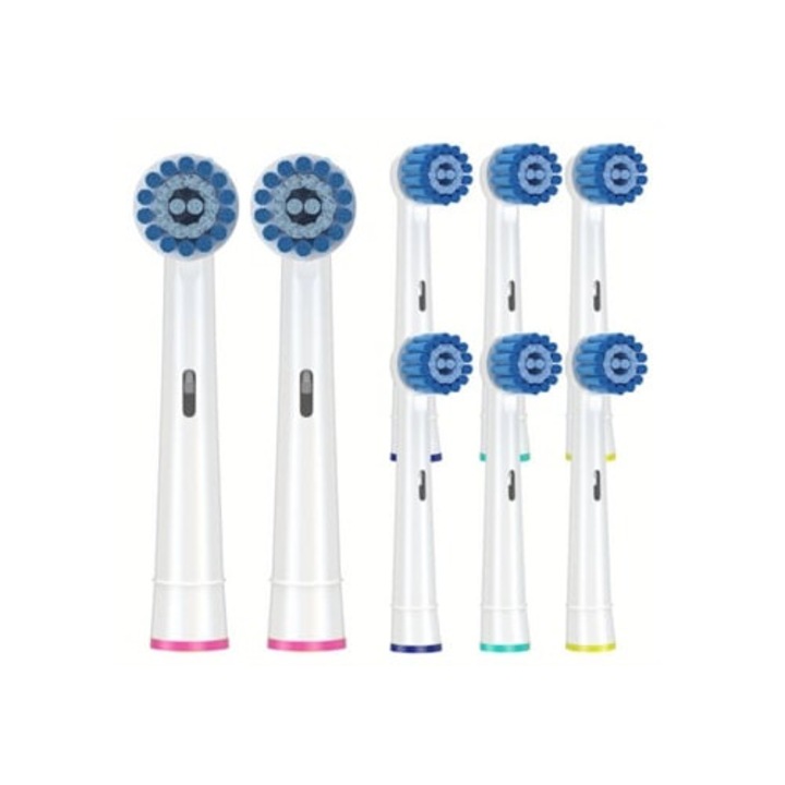 Set 8 capete de periuta pentru gingii sensibile, compatibile cu periuta electrica Oral-B Braun, Slowmoose, moale.