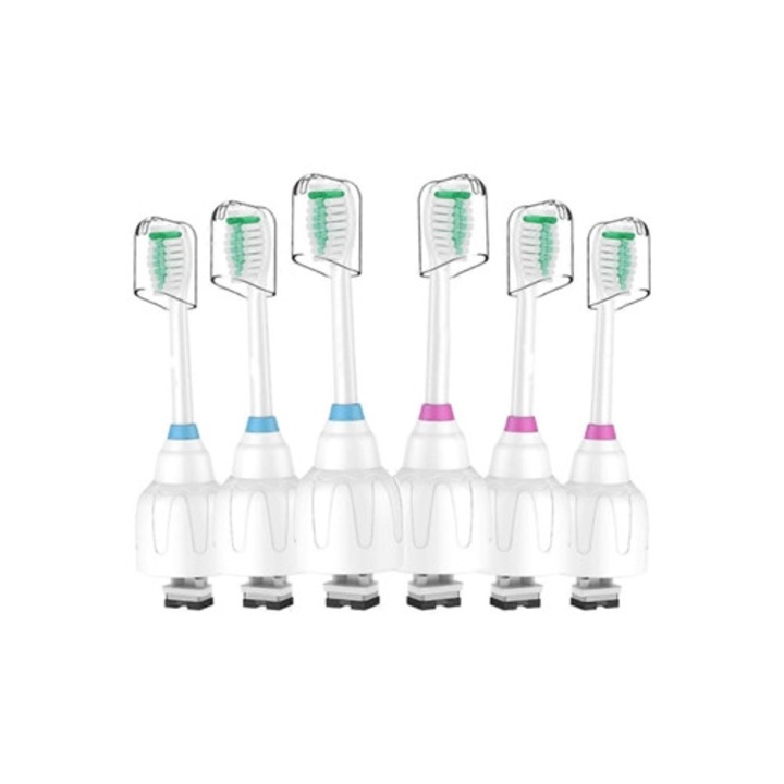 Set 6 capete de inlocuire pentru periute electrice Slowmoose, perii medii si groase