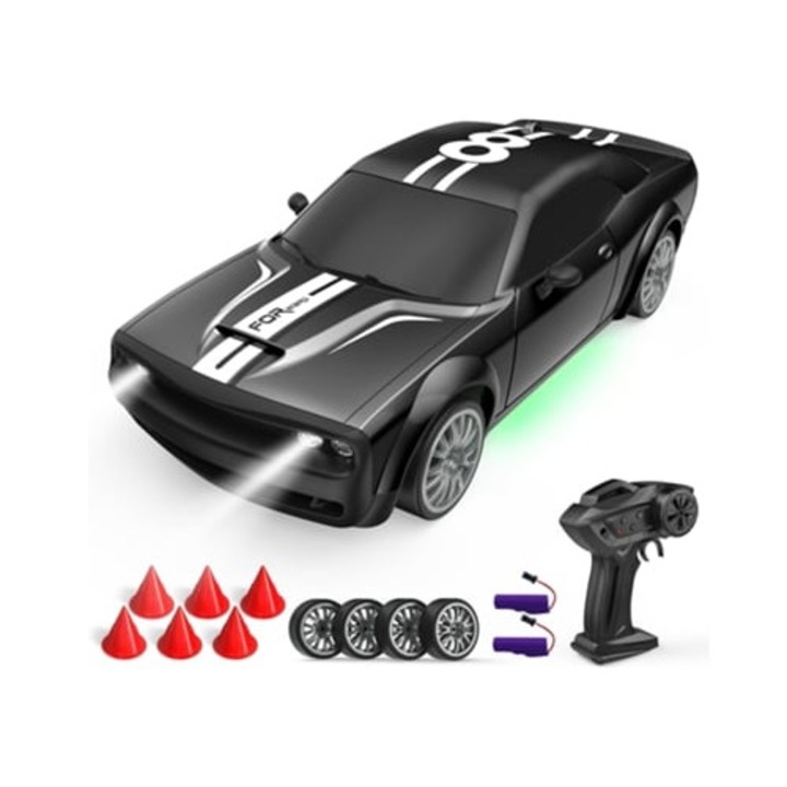 Masinuta RC Drift cu telecomanda 2.4Ghz, 120 scale, 4x4, 20Km/h, cu lumini LED, 2 baterii