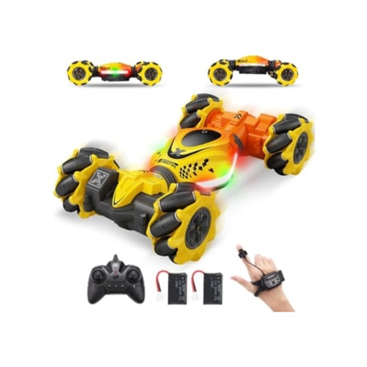 Masinuta RC 4wd, galbena, cu control manual