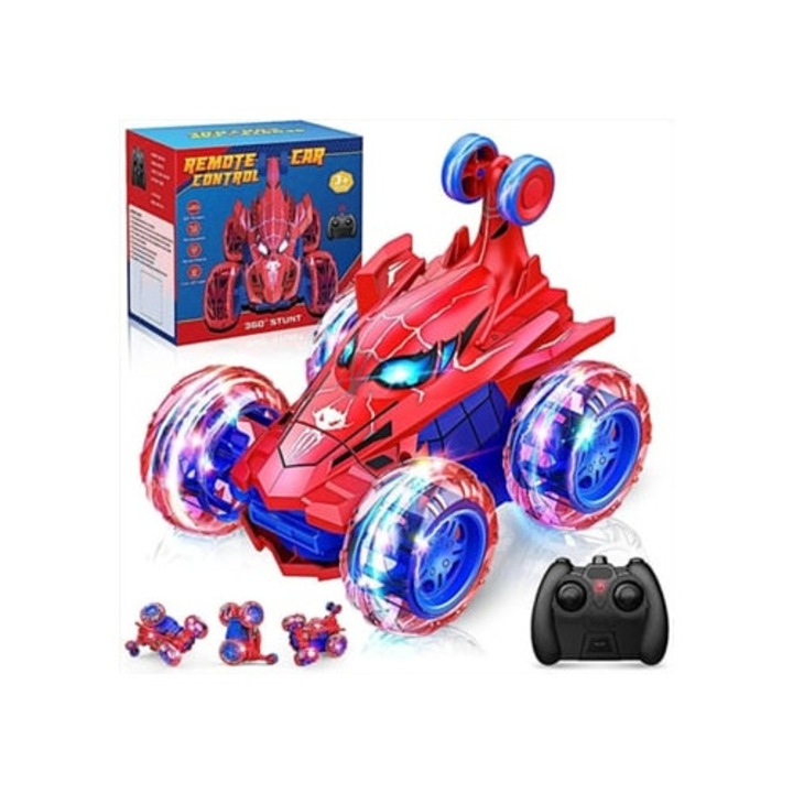 Masinuta cu telecomanda Spider-Man, 4x4, rotiri 360 grade, reincarcabila