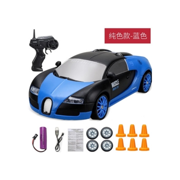 Masinuta de control la distanta 2.4G, model Ae86 Gtr, patru roti motrice, culoare multicolor, dimensiuni 30x15x10cm