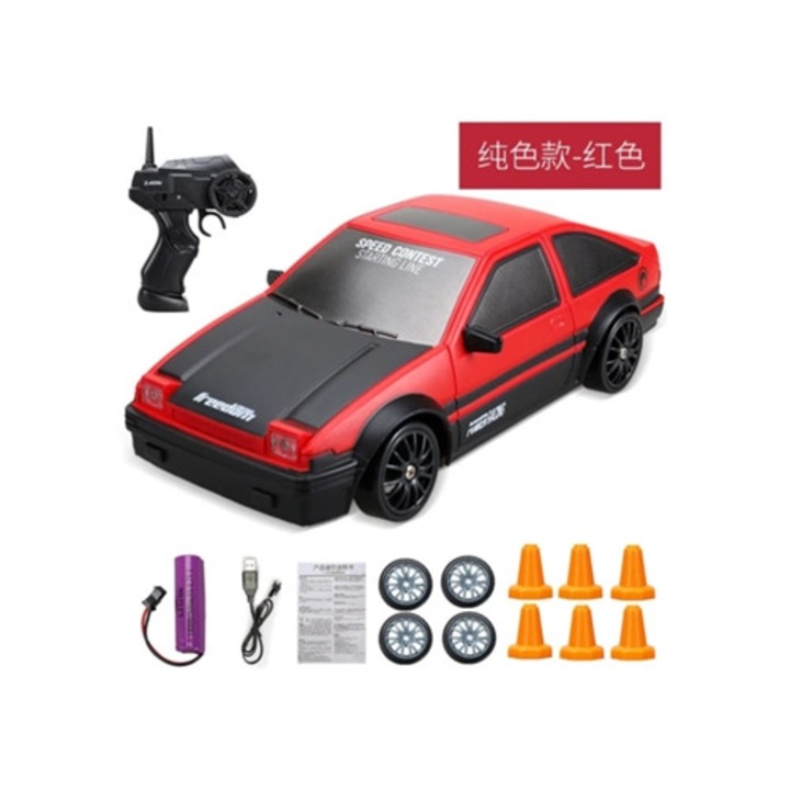 Masinuta de control la distanta 2.4G, model Ae86 Gtr, patru roti motrice, culoare multicolor