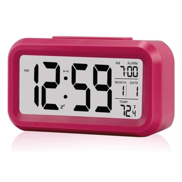 Ceas decorativ LED digital cu functie de lumina inteligenta, alarma cu volum crescator, Slowmoose