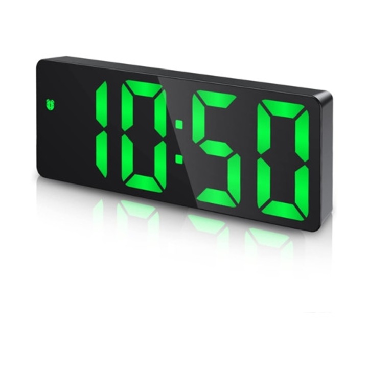 Ceas de alarma digital, 6.5 inch, functie snooze, incarcare USB, luminozitate ajustabila, multicolor