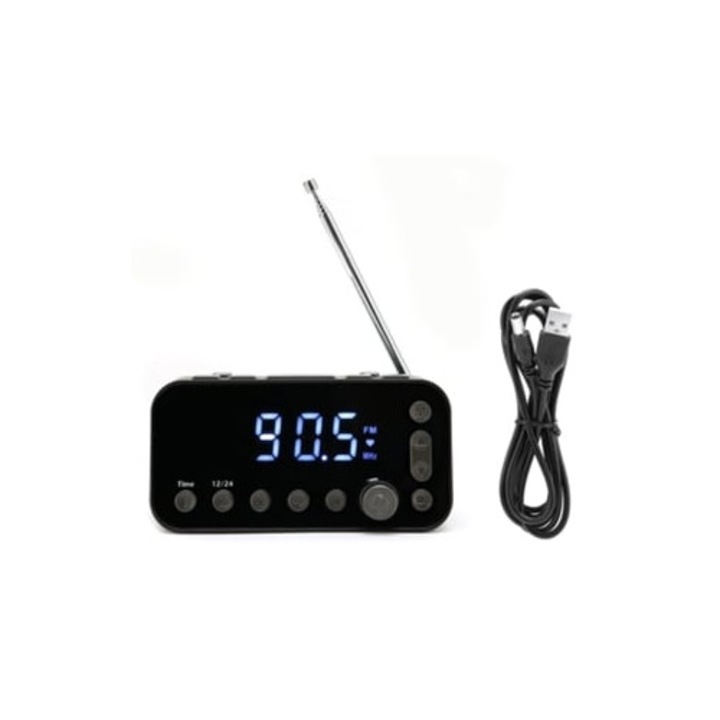 Radio cu ceas Daba1, porturi de incarcare USB duale, display LCD iluminat, alarma ajustabila