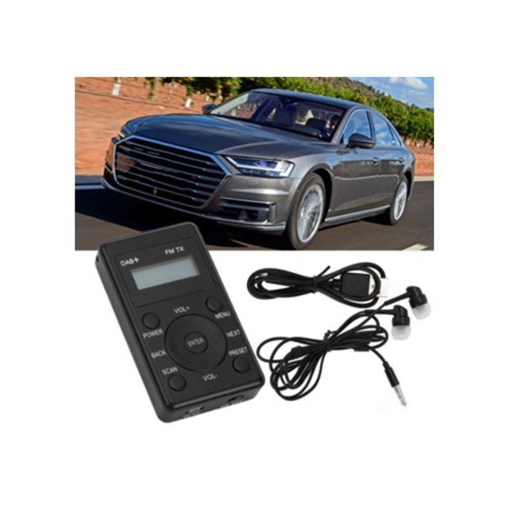 Radio portabil DAB cu suport FM, sunet clar, set cu casti Slowmoose