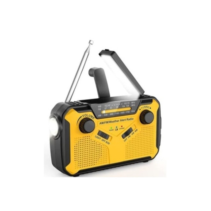 Radio solar portabil cu manivela si acumulator 2500mAh, model Wellngs Slowmoose