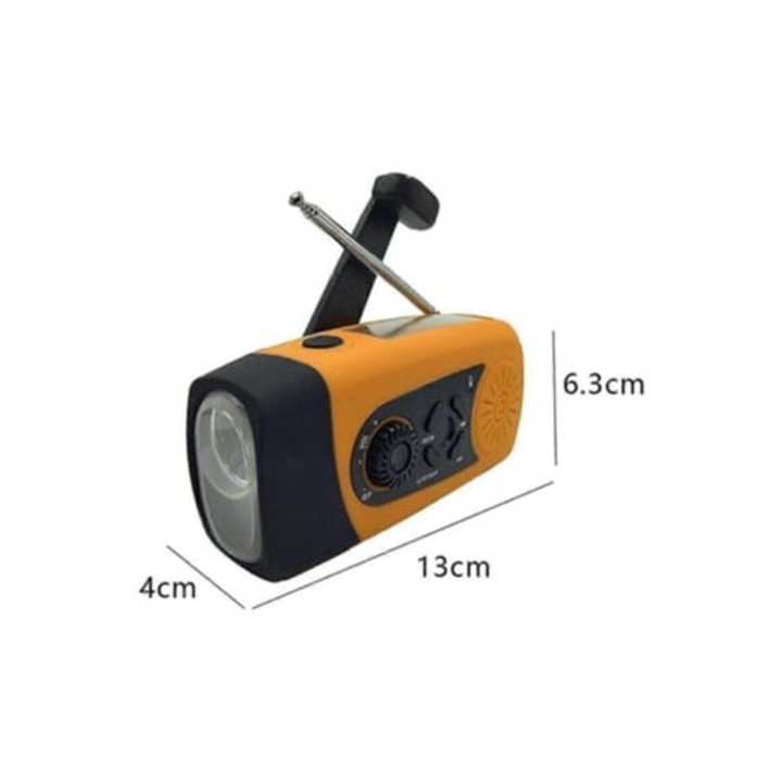 Radio de urgenta cu manivela solara, Tffm, portabil, flashlight LED, 2000mAh