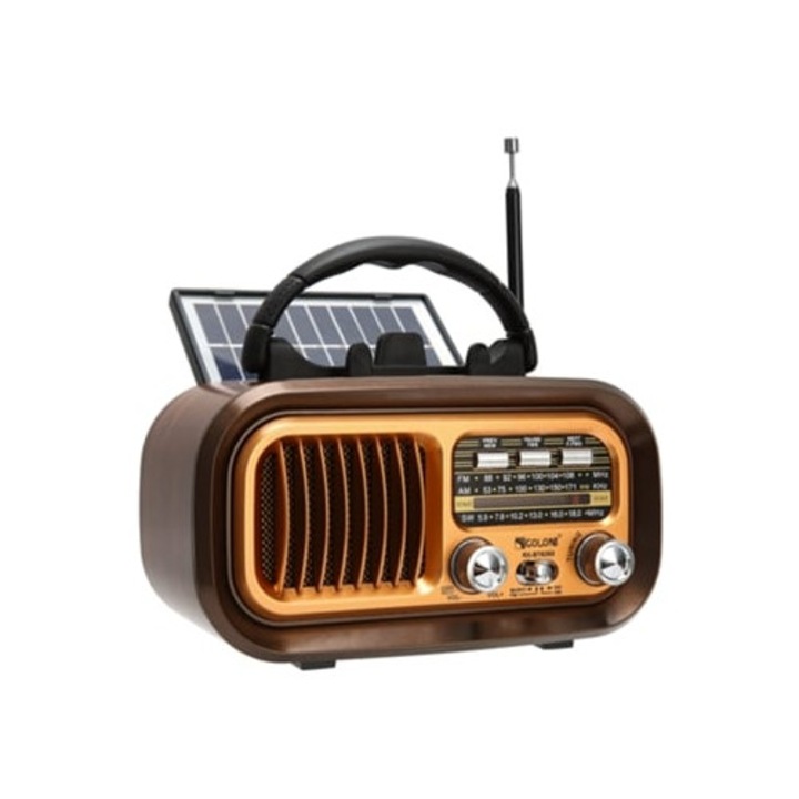 Radio portabil retro cu difuzor Bluetooth, maro