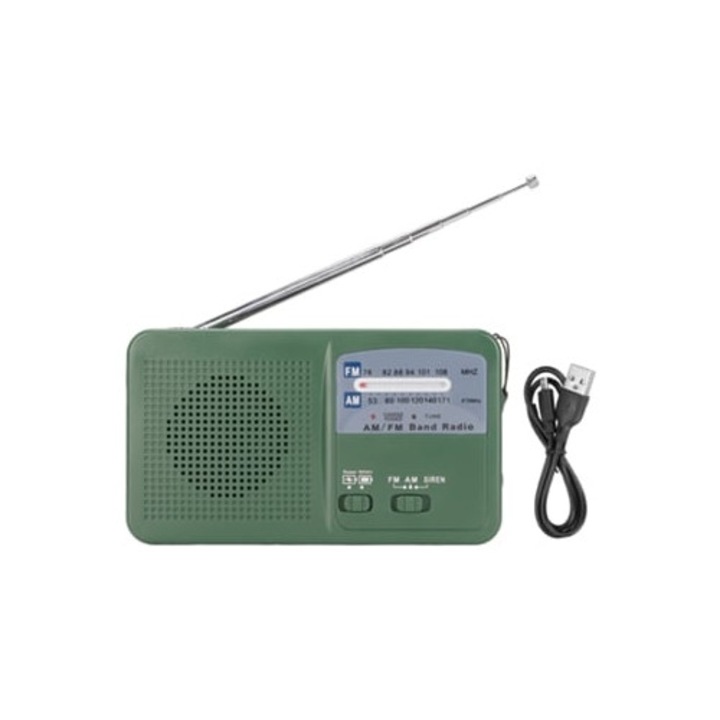 Radio portabil solar multifunctional cu manivela si LED, set
