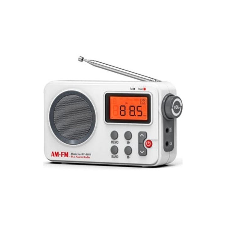 Radio portabil cu ceas, tuner digital AM FM, functie de temporizator, alimentare cu baterii