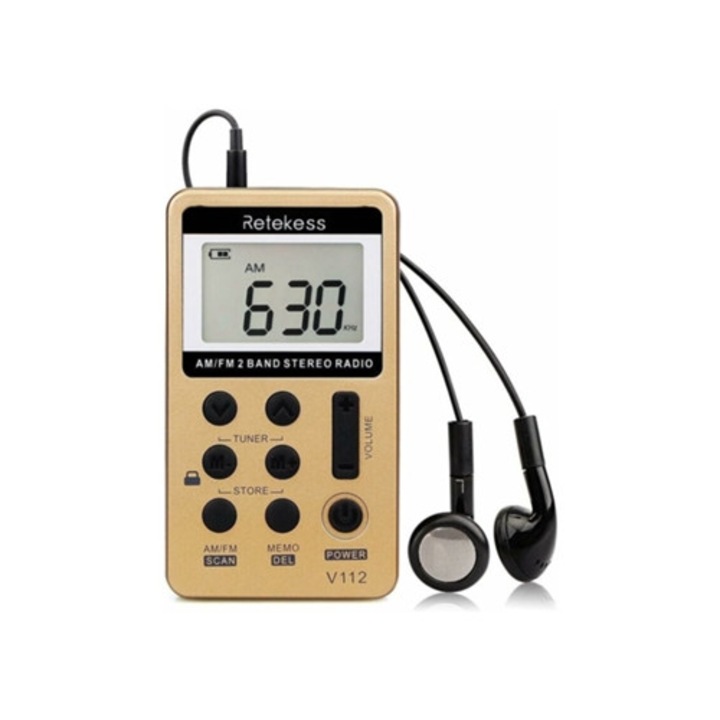 Radio portabil mini, FM AM, cu timer, intrare audio pentru telefon, pentru activitati in aer liber, Slowmoose