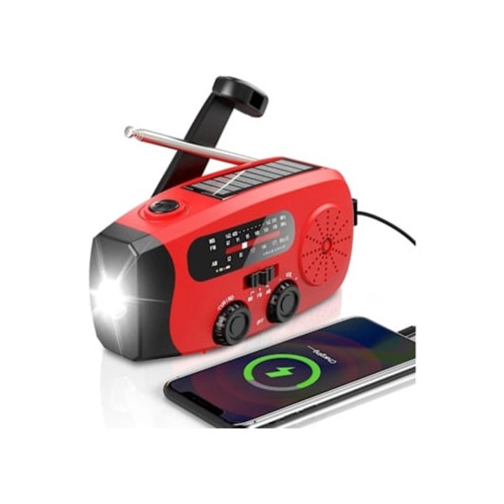 Radio de urgenta cu manivela Amfmnoaa 7400 Mwh, portabil, multicolor