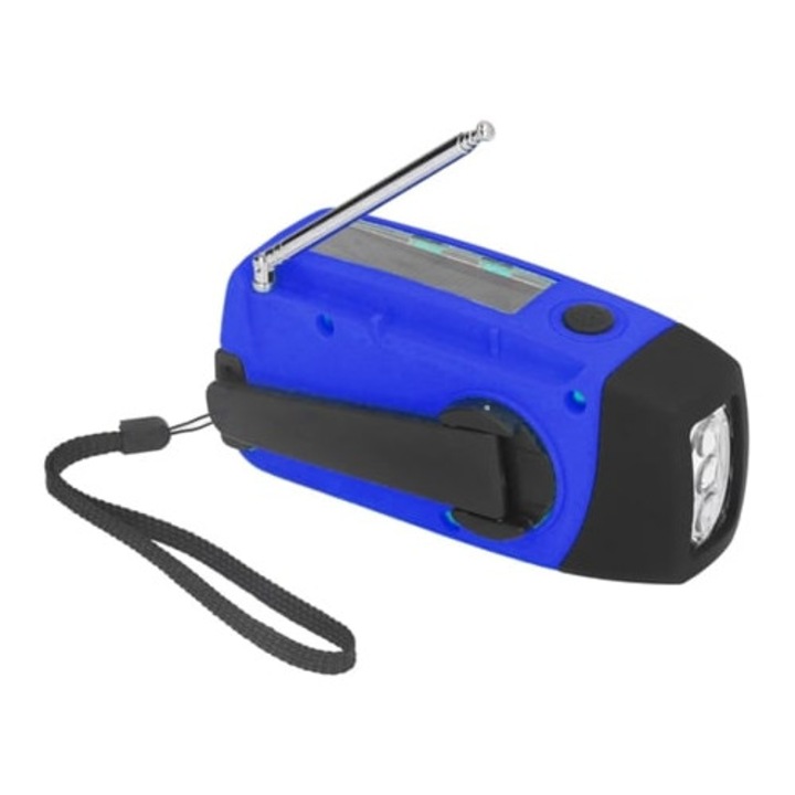 Radio portabil cu manivela, solar, lanterna, incarcator portabil 2000mAh