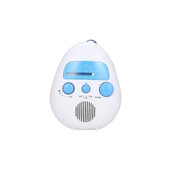 Radio portabil rezistent la apa, AM/FM, pentru dus, alb