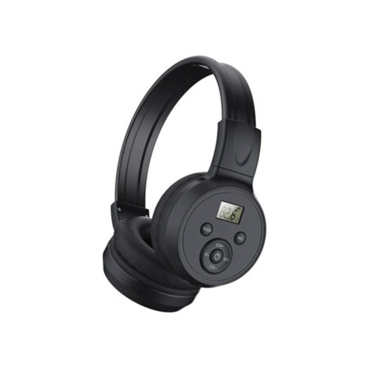 Casti radio FM, javított vétel, fekete