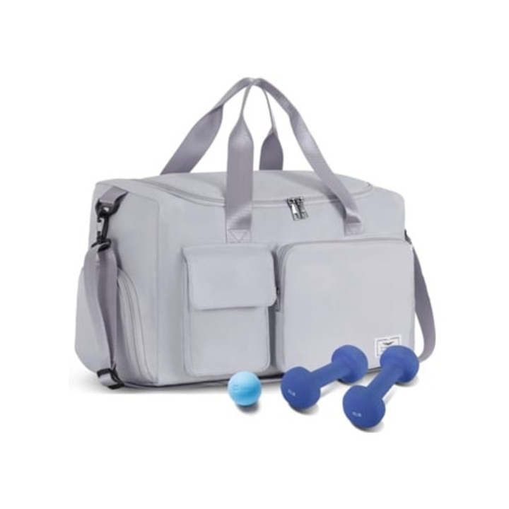 Slowmoose unisex sporttáska cipőtartó rekesszel, összecsukható szürke hétvégi táska