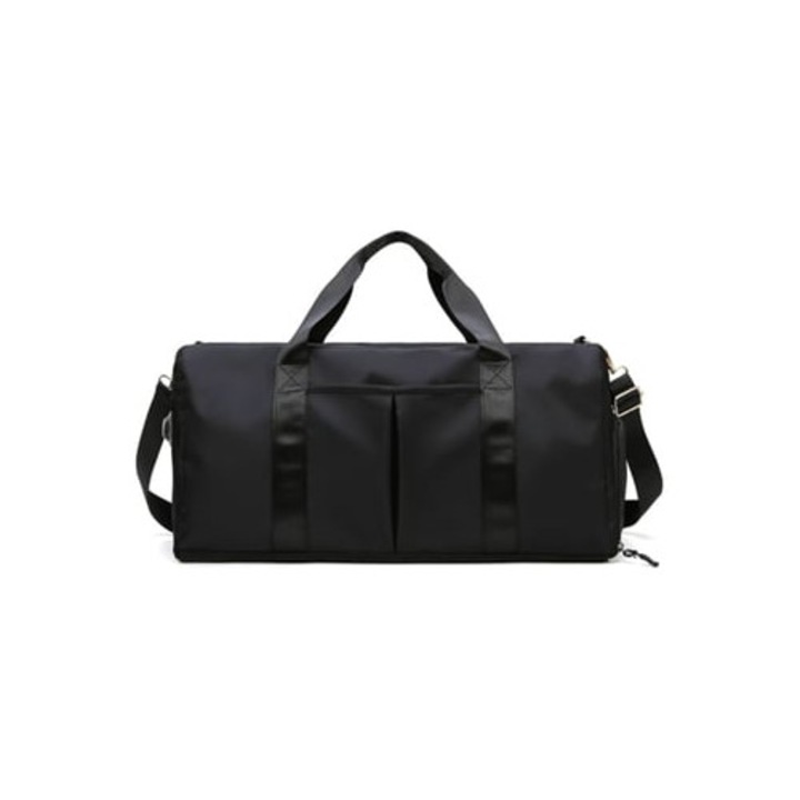 Női utazótáska, száraz és nedves rekesszel, fekete, 30x45cm