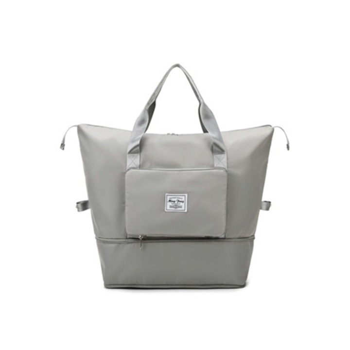 Dupla utazótáska, nagy kapacitású, szürke 50x30x25cm