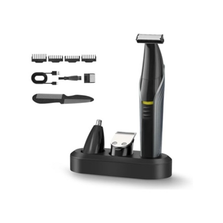 Aparat de tuns 3-in-1 pentru barbati, set cu 5 piepteni, umed/uscat, negru