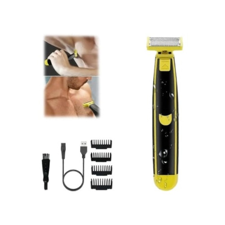 Aprat de ras electric pentru barbati si femei, Slowmoose, negru