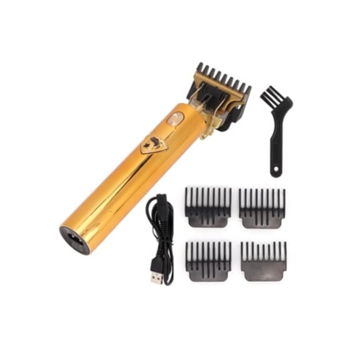 Aparat de tuns electric, T-Blade, 4 piepteni, inox, auriu, pentru barbati