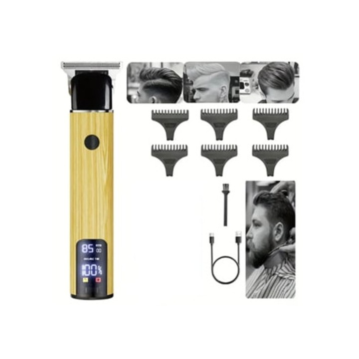 Aparat de tuns profesional, set de ingrijire, Slowmoose, display LED, functionare silentioasa, fara fir