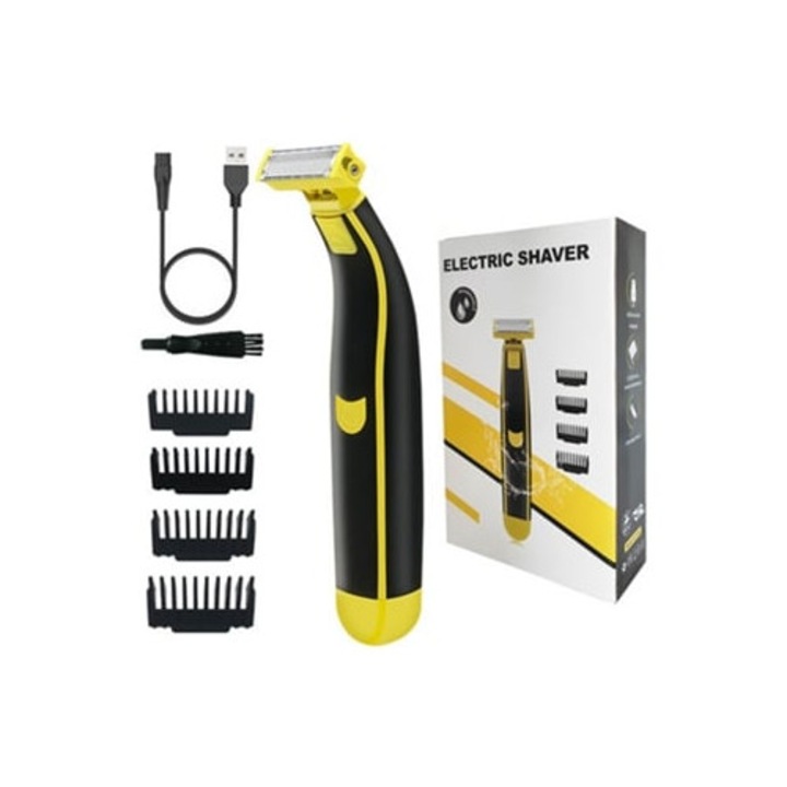 Aparat de ras electric, trimmer pentru barba si corp, lavabil, Slowmoose