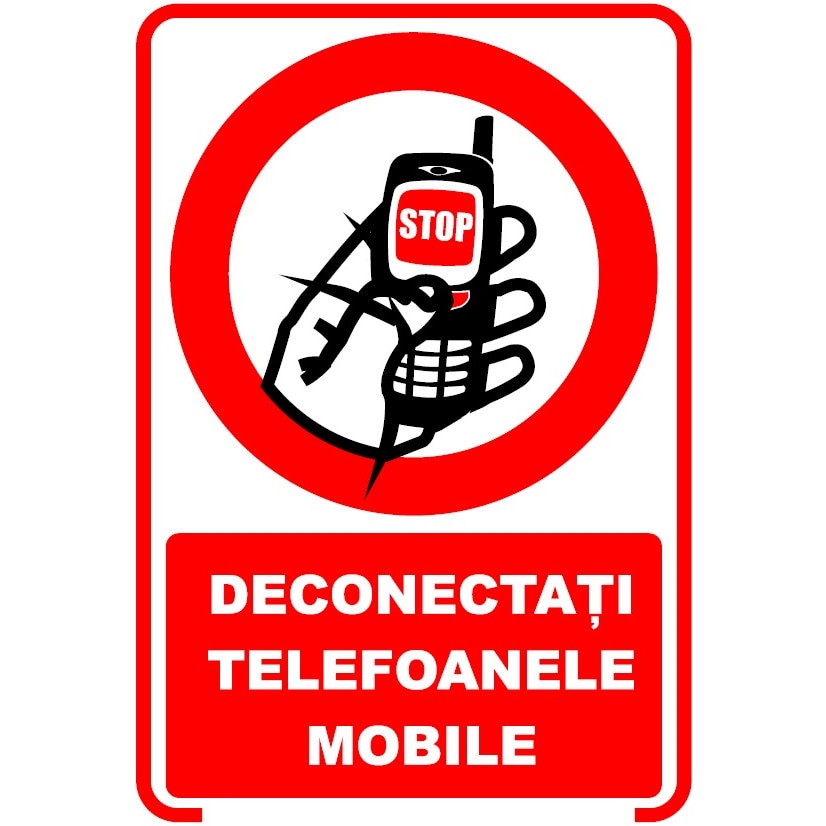 Set de 2 indicatoare A5 - DECONECTATI TELEFOANELE MOBILE