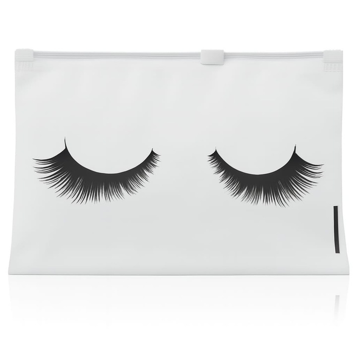 Punga cosmetica cu fermoar, alba, 10x15cm, design fashion, compacta