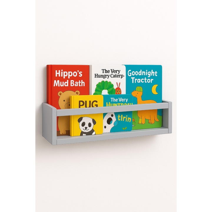 Etajera carti Montessori din lemn - 60 cm Gri deschis