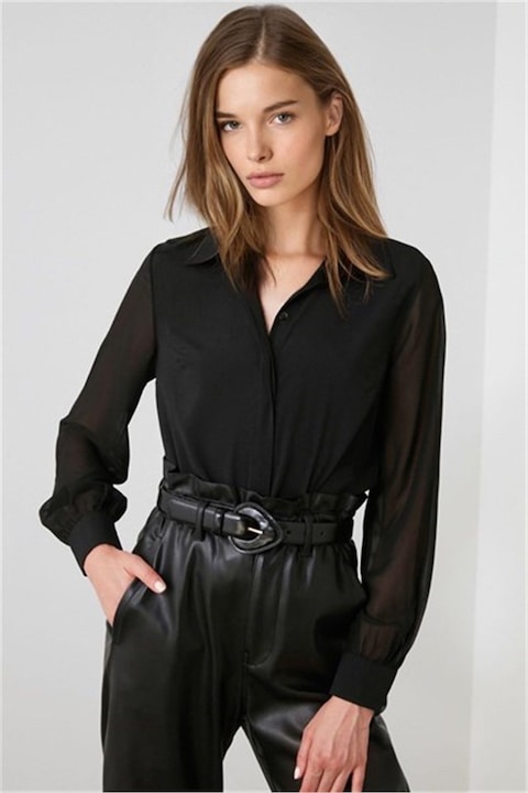 Cămașă de damă, Madmext, Satin, negru, mărimea S