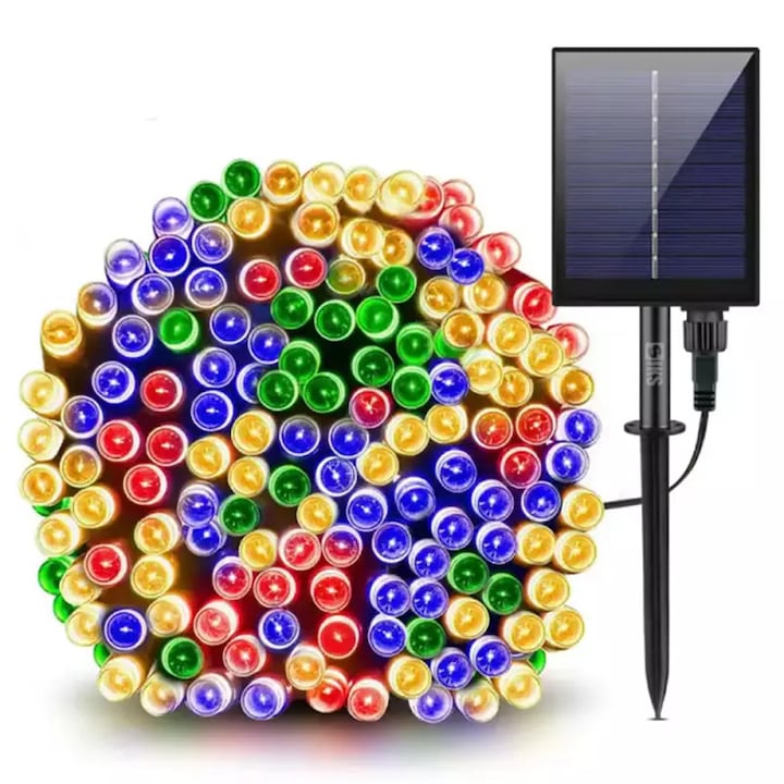 Instalație de Crăciun Liniară Solară SIKS, 40m, 400 LED-uri, Multicolor, Alimentare Solară/USB, Rezistentă la Apă