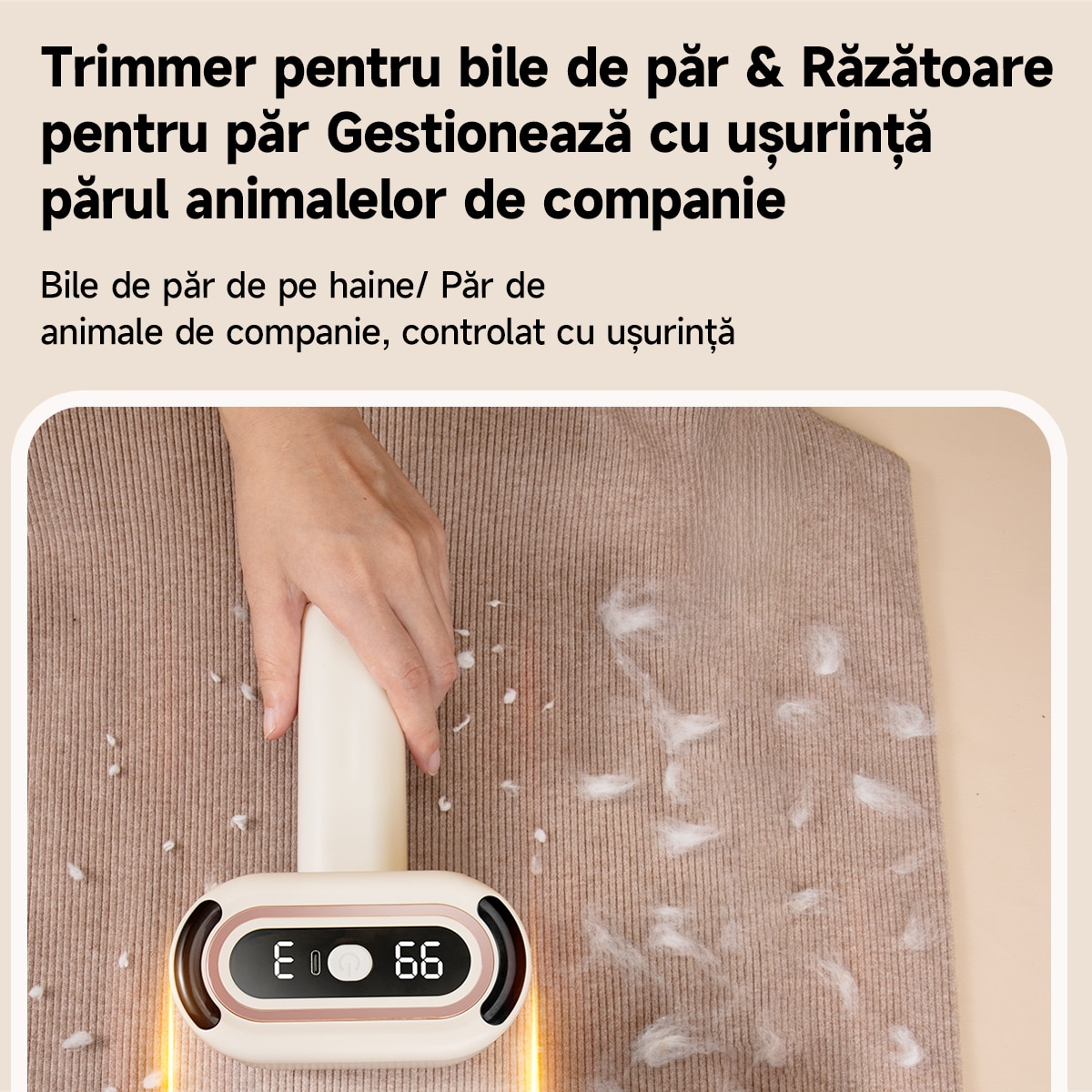 Aparat de tuns scame electric reincarcabil cu afisaj digital – indeparteaza eficient scamele de pe pulovere, paltoane, canapele si paturi, 8000rpm, alb si negru